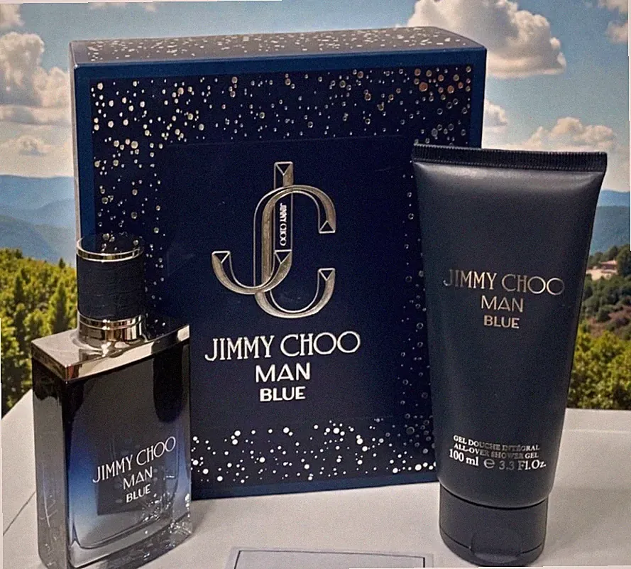 JIMMY CHOO BLUE MEN 2PC GIFT SET-1.7oz EDT+3.4OZ SHOWER GEL NEW MADE IN FRANCE