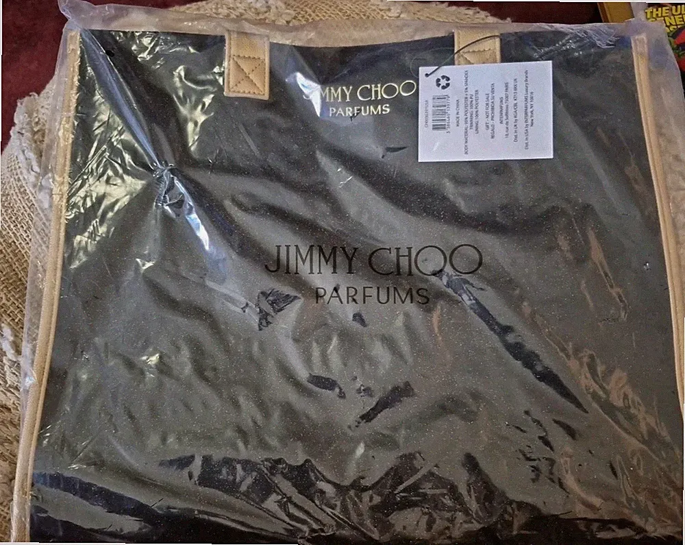 Jimmy Choo Parfums Perfumes Black & Gold Large Tote Shopper Bag NWT Sealed