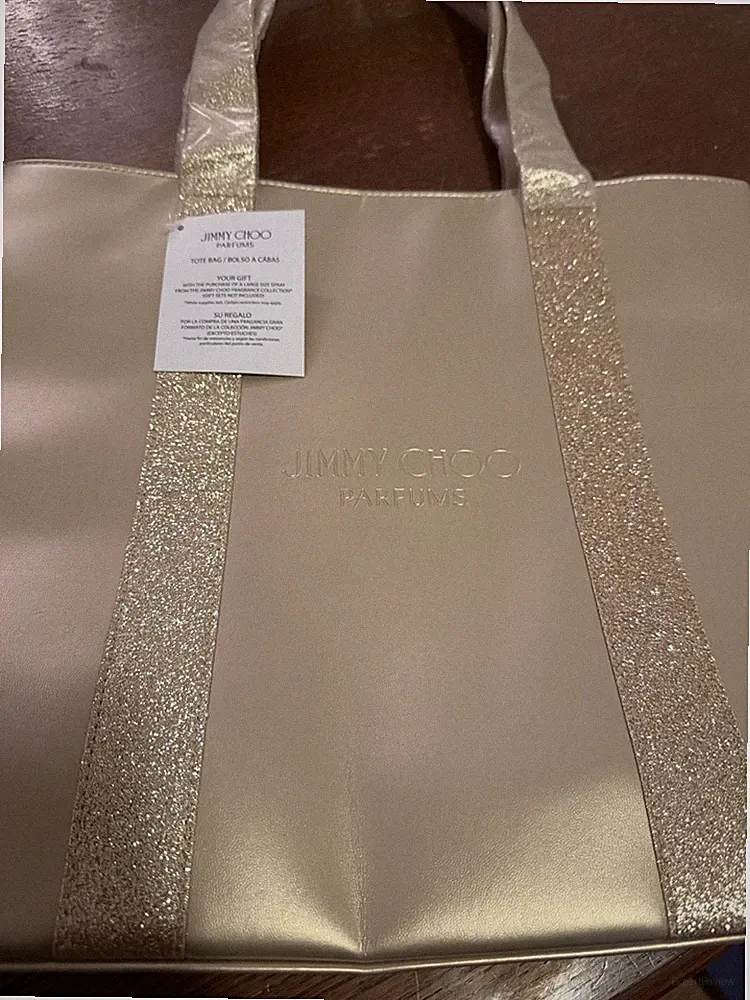 Jimmy Choo Perfume Tote Bag Gold Sparkle Medium